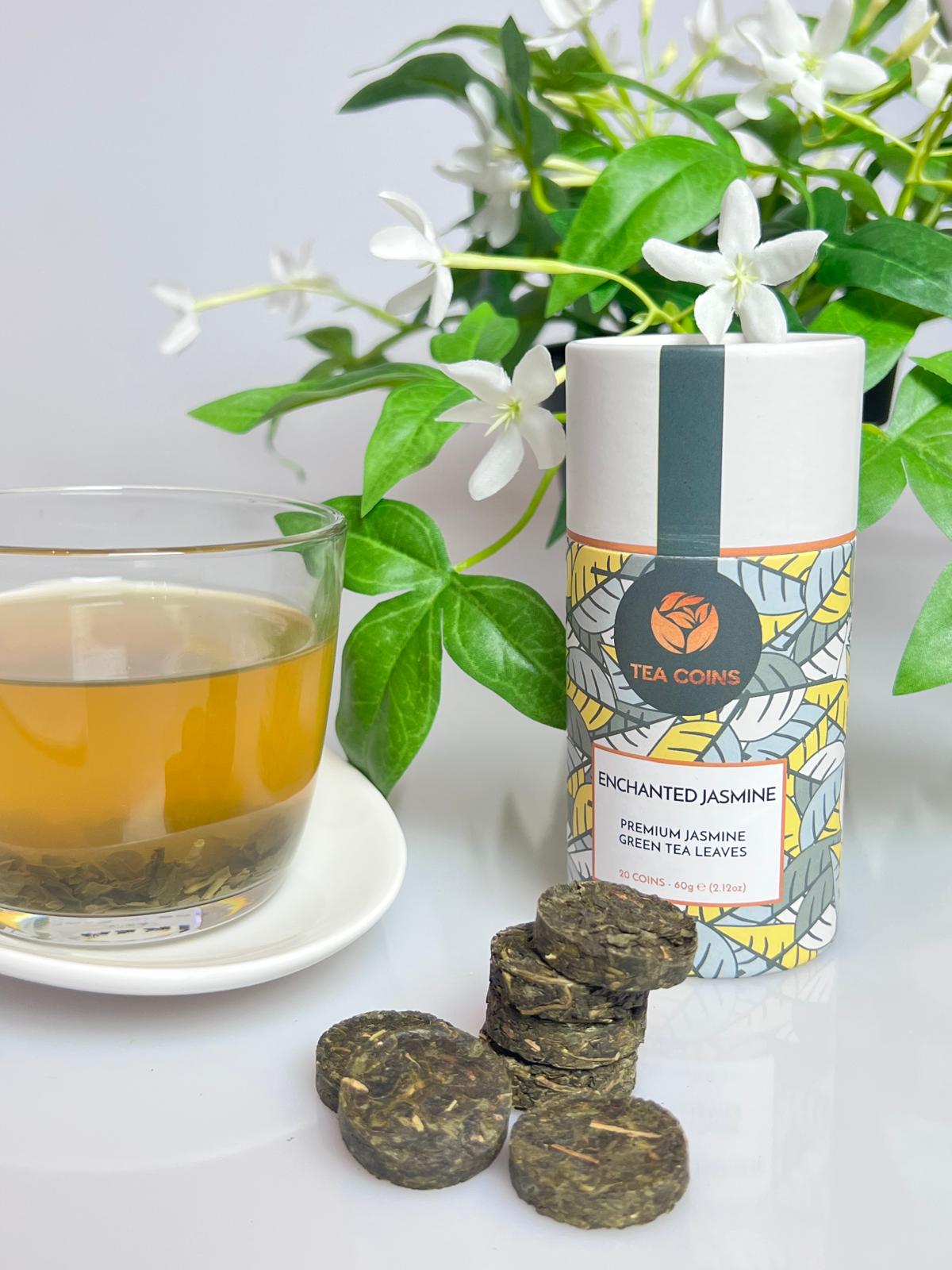 Blue Tea Coin Jasmine green tea