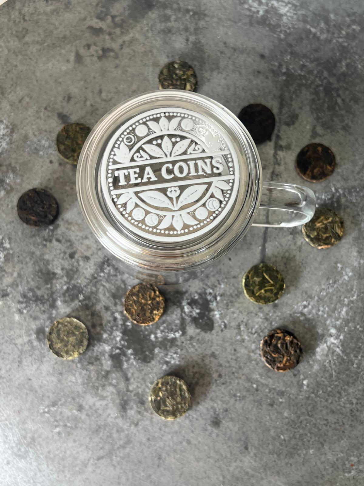 TEA COINS CUPS WITH STRAINER